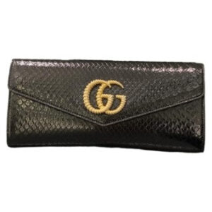 Gucci Black Snakeskin GG Broadway Clutch
