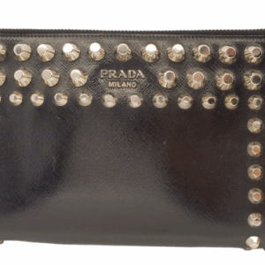 Prada Black Studded Clutch