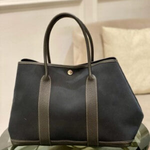 Hermes Black Garden Party Toile 36cm Negonda Bag