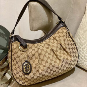 Gucci Ebony GG Canvas Sukey Hobo Bag