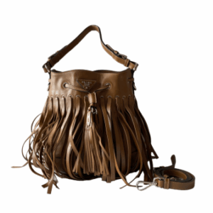 Prada Camel Fringe Bucket Bag