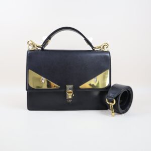 Fendi Black Monster Eye Top Handle Bag with Strap