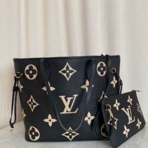 Louis Vuitton Bicolor Neverfull MM Monogram Empreinte Bag W/ Pouch