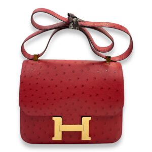 Constance 24 Rouge Vif in Ostrich, Gold hardware