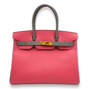 HSS Birkin 30 Rose Azalee/Gris Mouette in Epsom, Gold hardware
