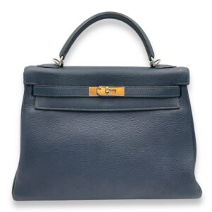 Kelly 32 Blue De Prusse in Clemence, Palladium hardware