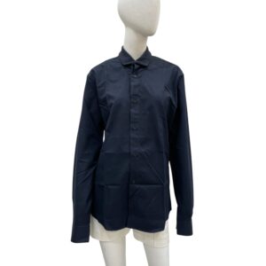 Men's 15/38 Navy Shirt with Ribbed Collar in Cotton