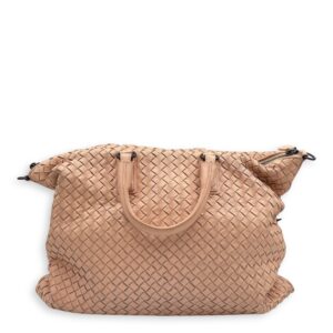 Intrecciator Peach Shoulder Bag in Nappa Leather, Brunito hardware