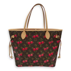 LV X Mk Cherry print Neverfull Shoulder Bag in Coated Canvas, Gold hardware
