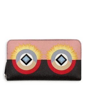 Monster Round Pink Long Wallet in Calfskin, Silver hardware