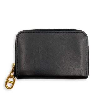Zipengo Chaine D'ancre Compact Black Card Holder in Evercalf, Gold hardware
