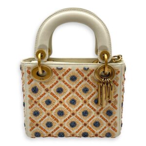Lady Dior Mini Multi-Color Top Handle Bag in Calfskin, Brushed Gold hardware