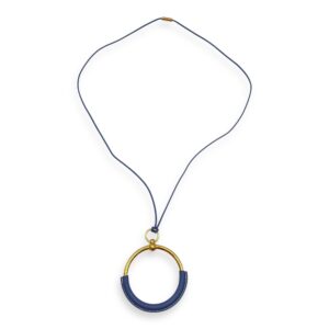 Loop Blue Agate Pendant in Swift, Gold hardware