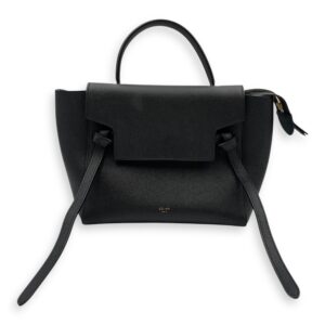 Belt Mini Black Crossbody Bag in Calfskin, Gold hardware