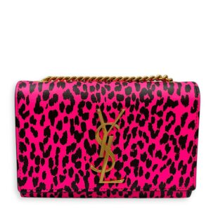 Kate Monogramme Leopard Print Pink Crossbody Bag in Calfskin, Gold hardware