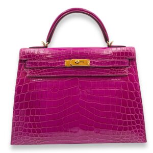 Sellier Kelly 32 Rose Sheherazade in Shiny Niloticus, Gold hardware