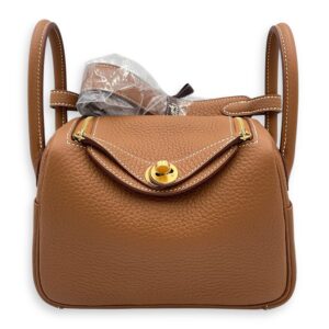 Lindy II Mini Gold in Clemence, Gold hardware