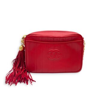 Vintage Mademoiselle Chain Chilli Red Shoulder Bag in Lambskin, Gold hardware
