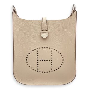 Sellier Evelyne (Short Strap) Mini Craie in Epsom, Palladium hardware