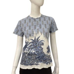 S/S Striped Palm Tree T-Shirt XS Blue Ready-To-Wear in Cotton