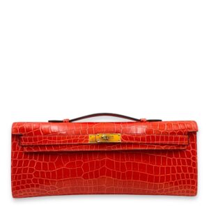 Kelly Cut Orange Poppy in Matte Niloticus, Gold hardware