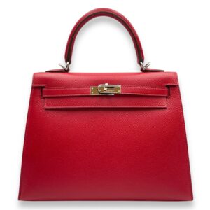 Sellier Kelly 25 Rouge Piment in Epsom, Palladium hardware