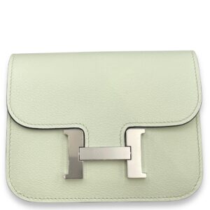 Constance Slim Vert Fizz Wallet in Evercolor, Palladium hardware