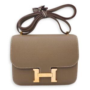 Constance Mirror 18 Etoupe in Epsom, Rose Gold hardware