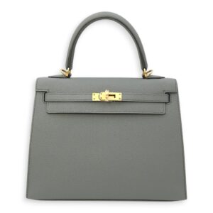 Sellier Kelly 25 Vert Amande in Epsom, Gold hardware