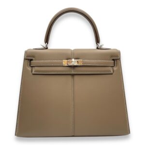 Padded Sellier Kelly 25 Etoupe in Swift, Palladium hardware