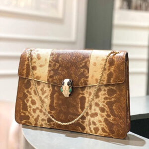 Bvlgari Brown Karung Snakeskin Serpenti Forever Crossbody Bag