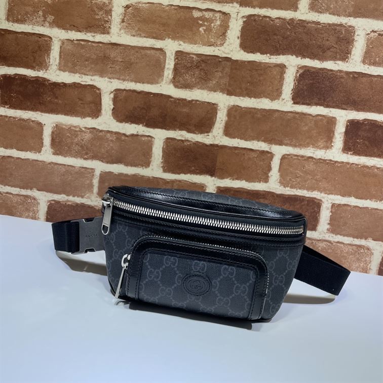 Belt bag with Interlocking G Black leather - Image 3