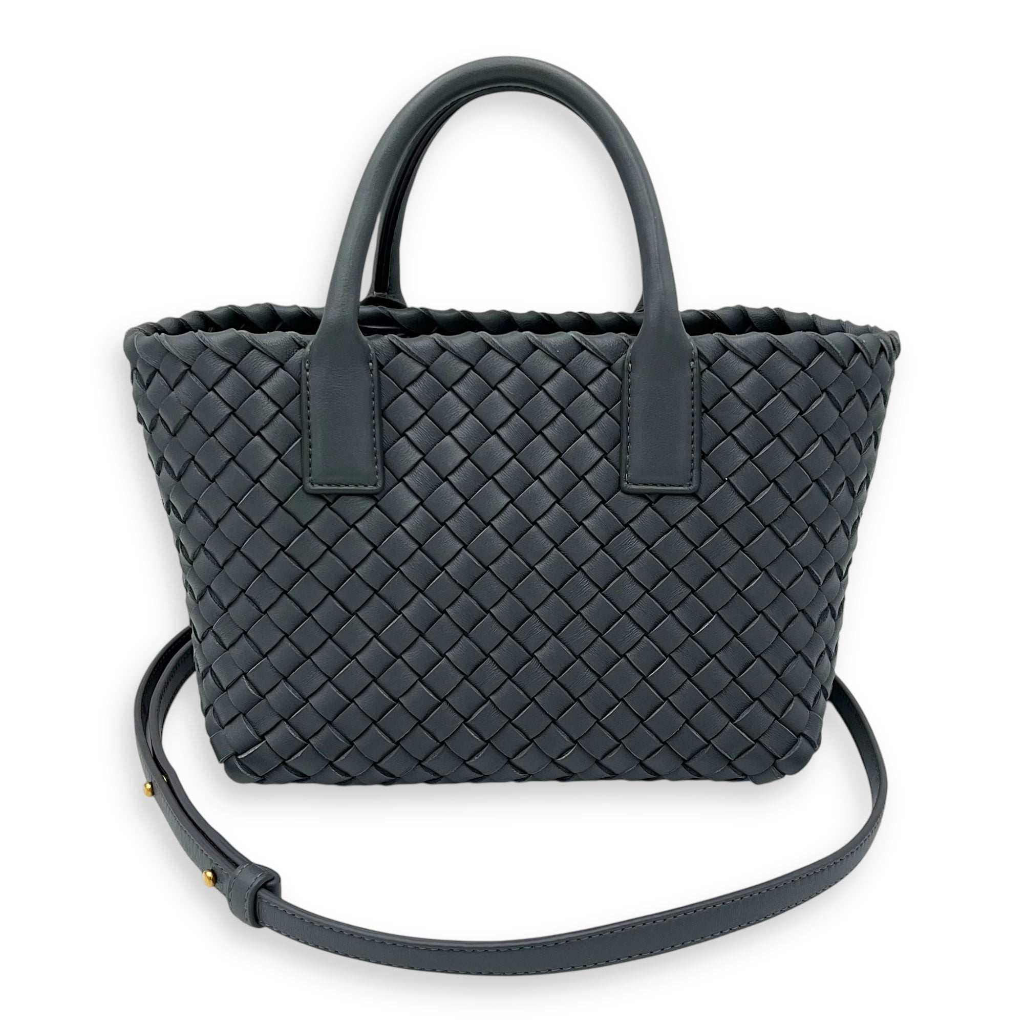 Cabat Top Handle Bag Grey in Lambskin, Silver hardware - Image 9