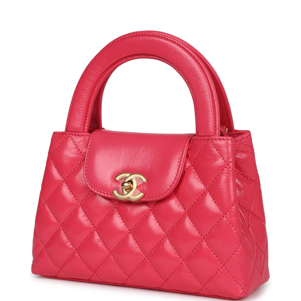 Chanel Small Kelly Shopper Dark Pink Shiny Aged Calfskin Brushed Gold Hardware - Image 6