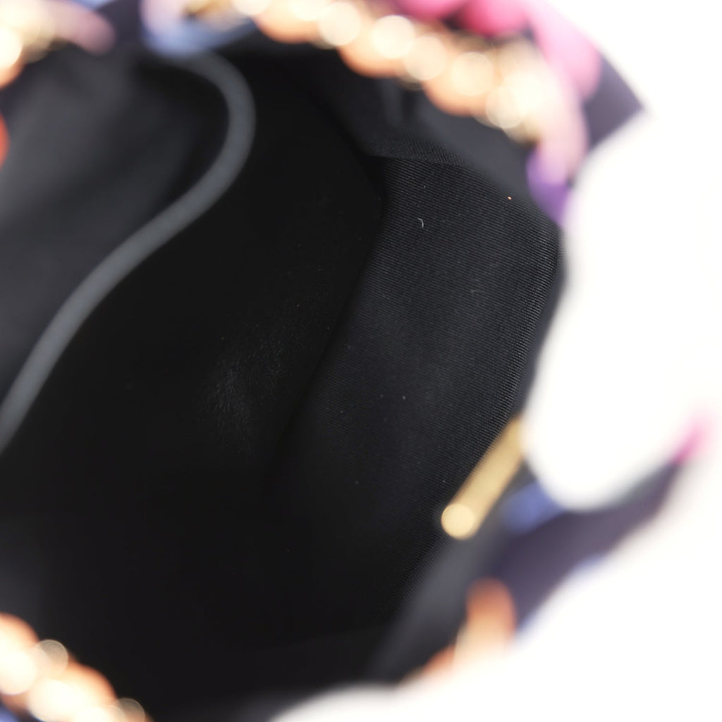 Chanel Medium CC Drawstring Backpack Multicolored Printed Fabric Light Gold Hardware - Image 10