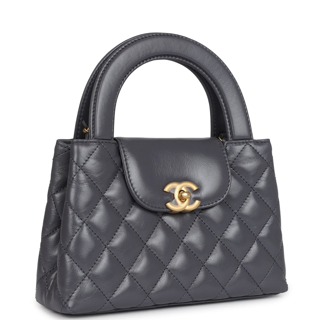 Chanel Small Kelly Shopper Dark Grey Shiny Aged Calfskin Brushed Gold Hardware - Image 3