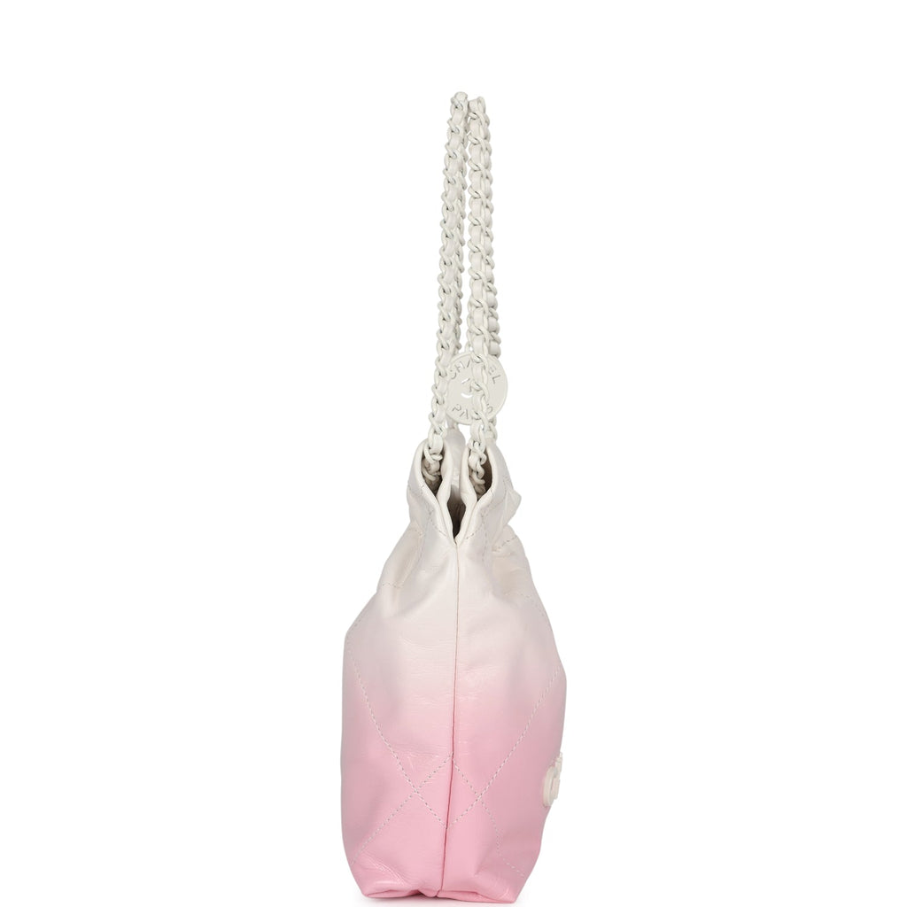 Chanel Mini 22 Bag Pink and White Ombre Calfskin Lacquered Metal Hardware - Image 4