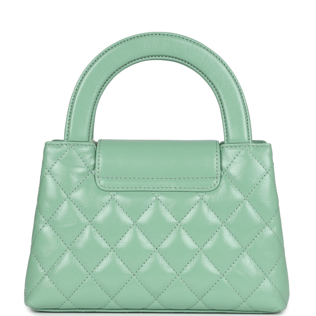 Chanel Small Kelly Shopper Light Green Shiny Aged Calfskin Brushed Gold Hardware - Image 5