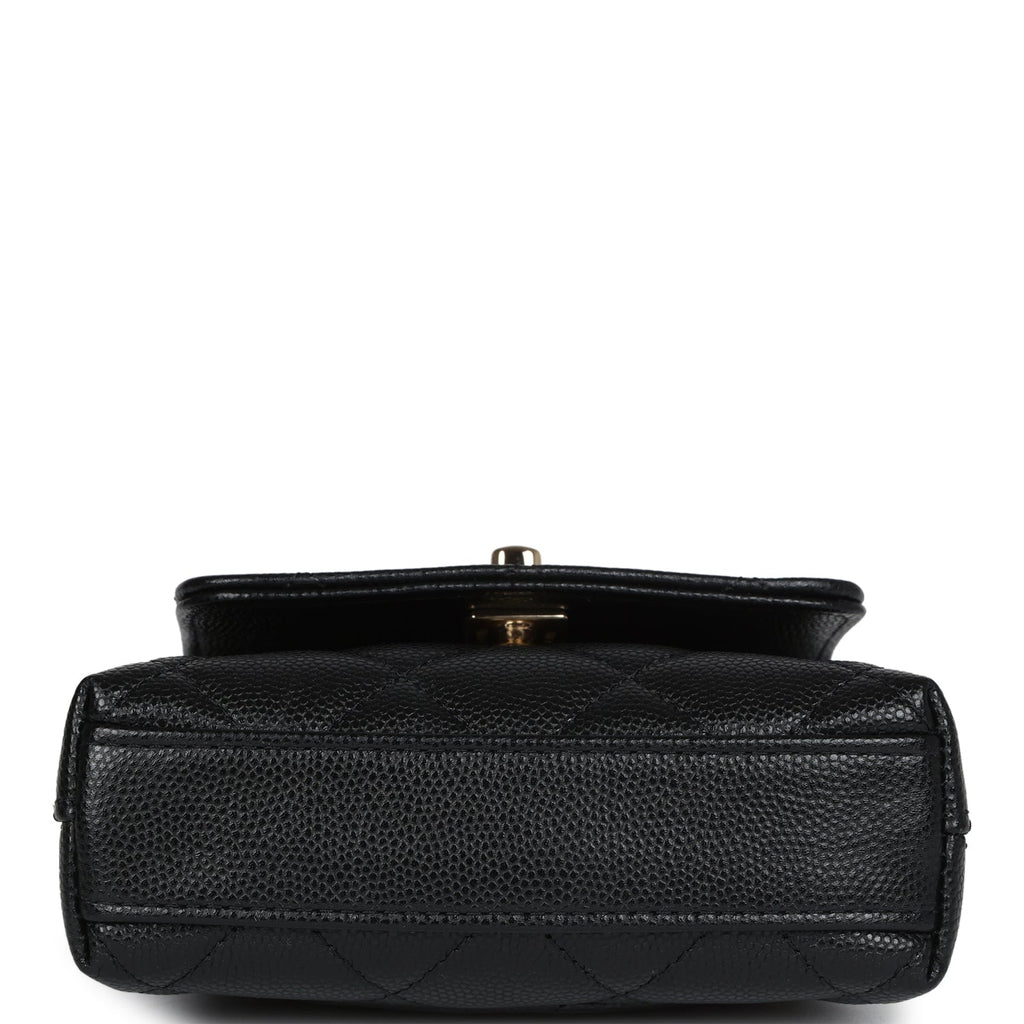 Chanel Nano Coco Top Handle Flap Bag Black Caviar Light Gold Hardware - Image 7