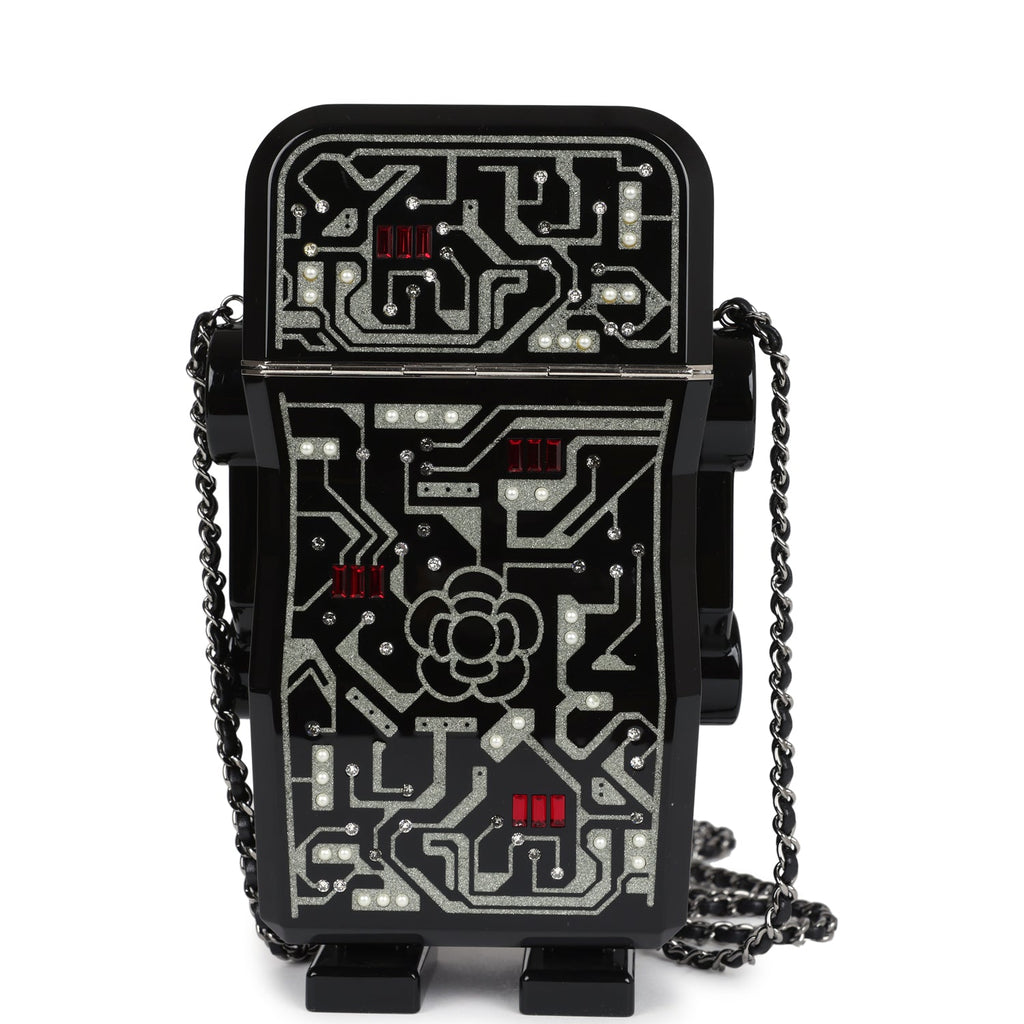 Pre-owned Chanel Limited Edition Robot Minaudière Bag Black Plexiglass and Crystals Ruthenium Hardware - Image 5