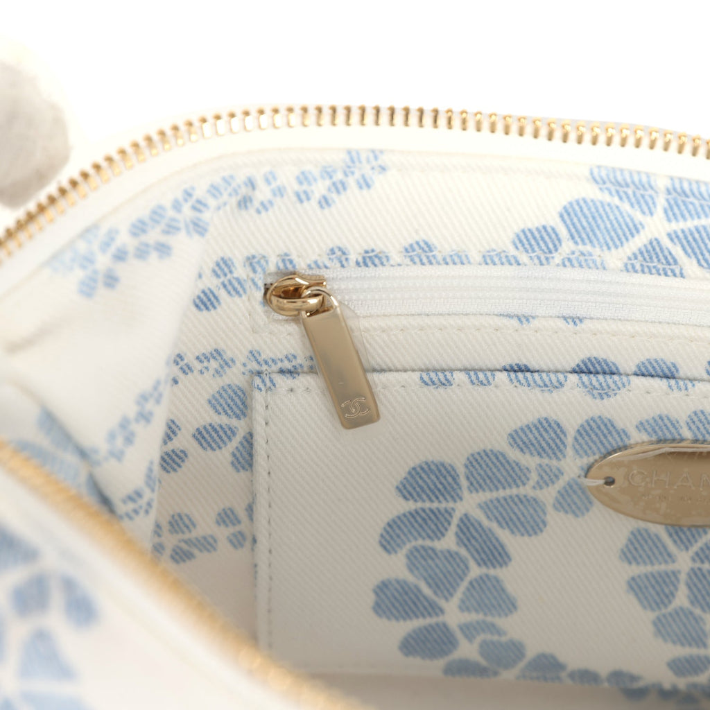 Chanel Large Coco Beach Hobo Bag in White and Blue Denim Light Gold Hardware - Image 11