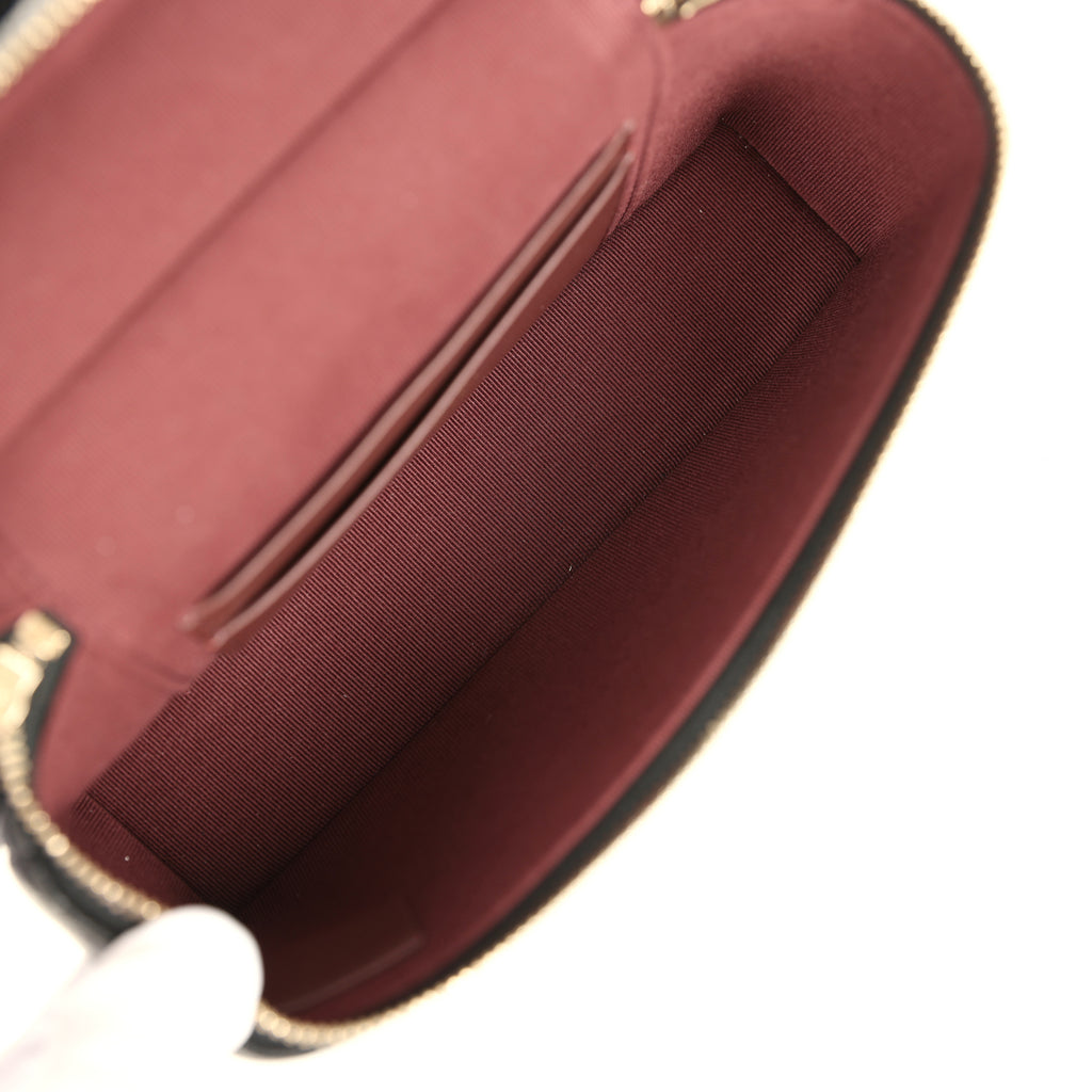 Chanel Top Handle Long Vanity Case with Chain Black Shiny Caviar Light Gold Hardware - Image 9