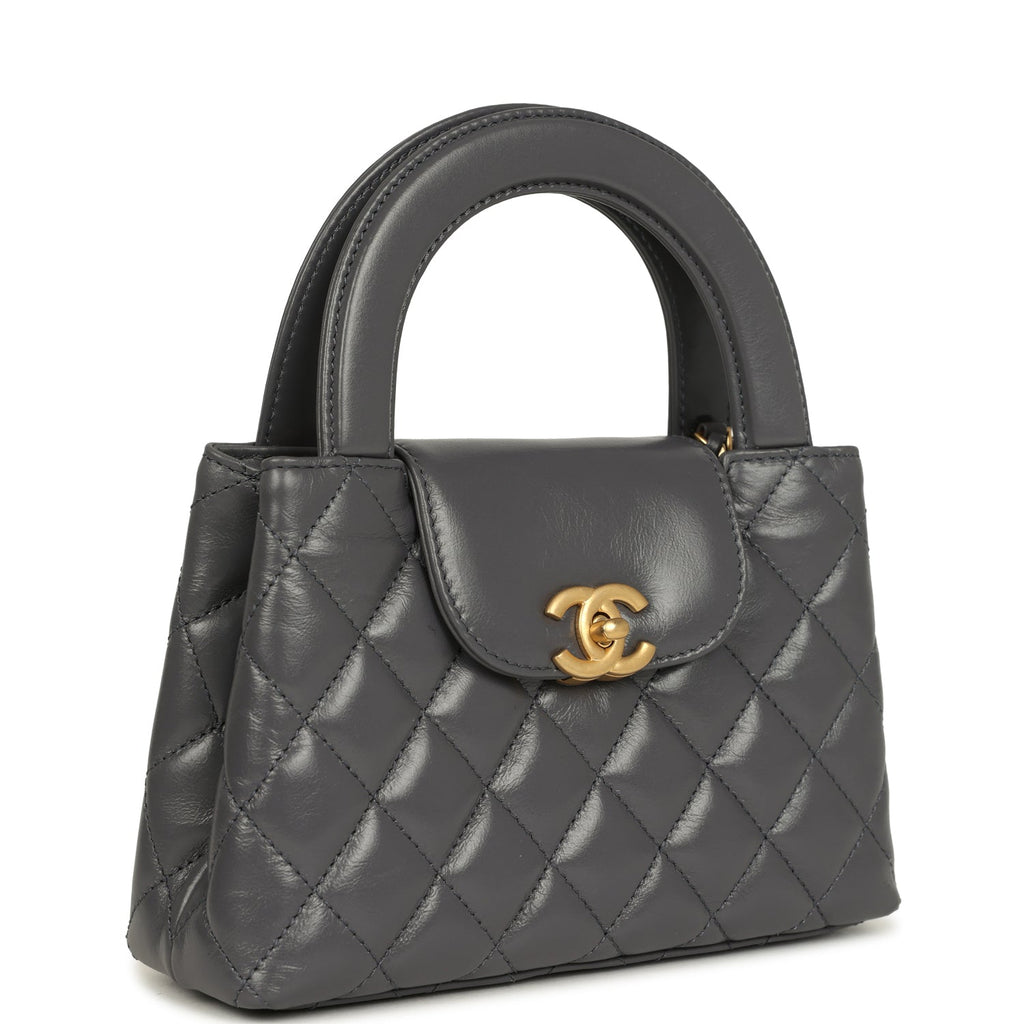 Pre-owned Chanel Small Kelly Shopper Grey Shiny Aged Calfskin Brushed Gold Hardware - Image 3