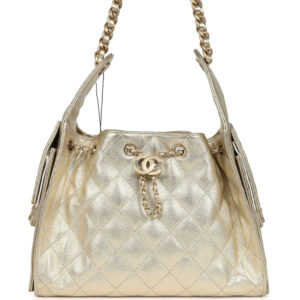 Chanel Small 25 Hobo Bag Metallic Gold Caviar Light Gold Hardware