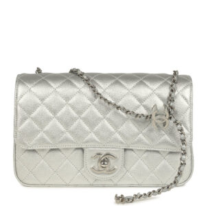 Chanel Small CC Crush Flap Bag Silver Metallic Caviar Silver Hardware