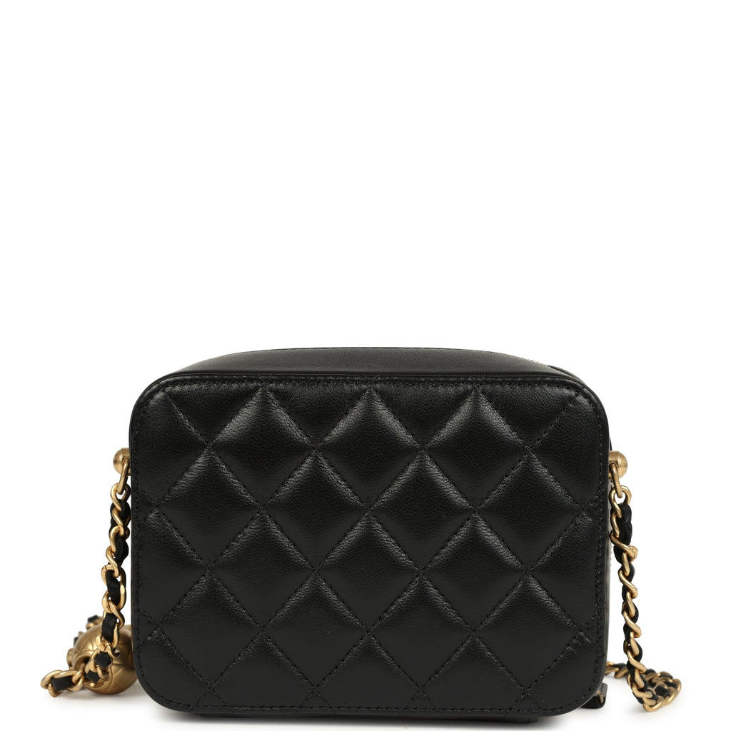 Chanel Mini Pearl Crush Clutch Bag with Chain Black Lambskin Antique Gold Hardware - Image 5