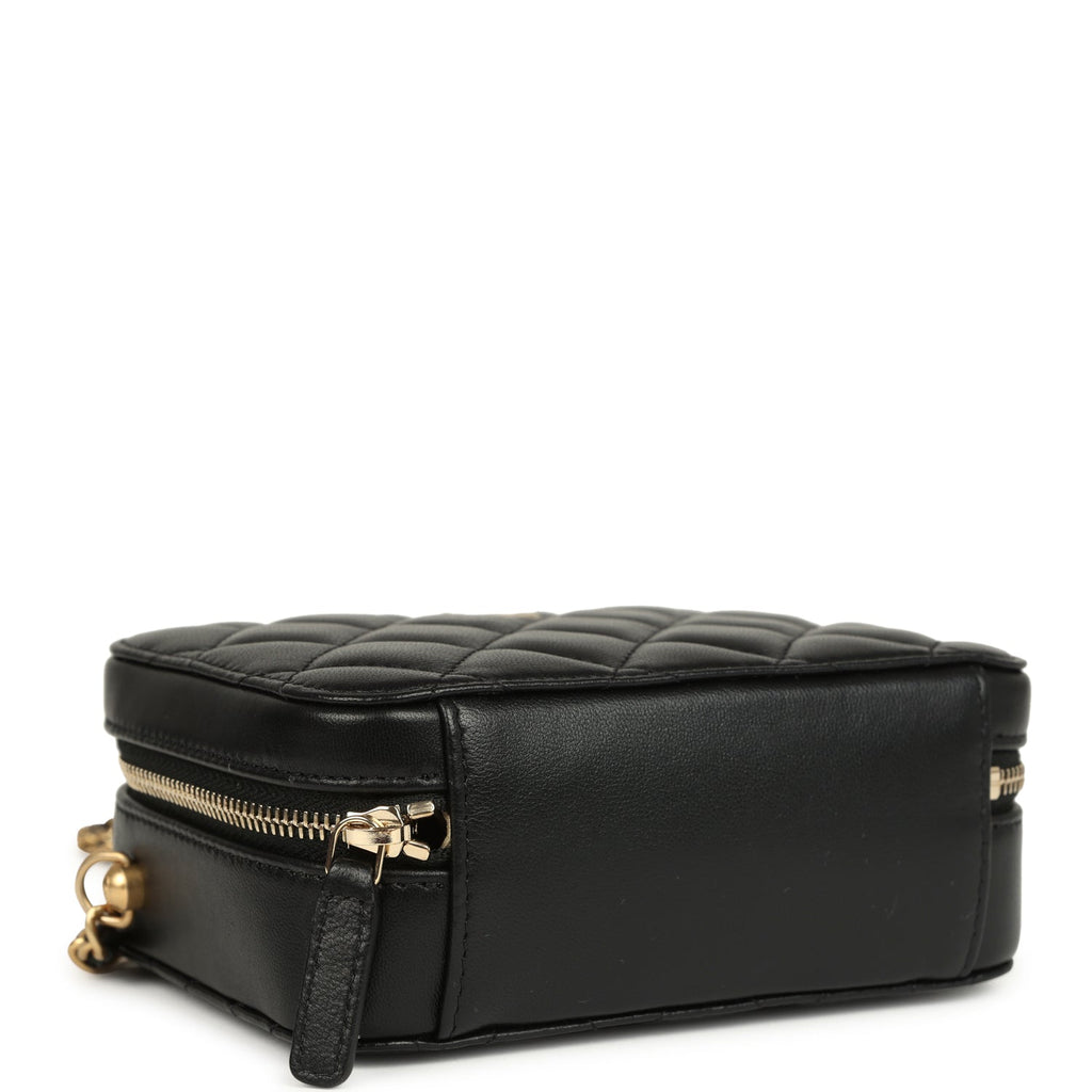 Chanel Mini Pearl Crush Clutch Bag with Chain Black Lambskin Antique Gold Hardware - Image 7