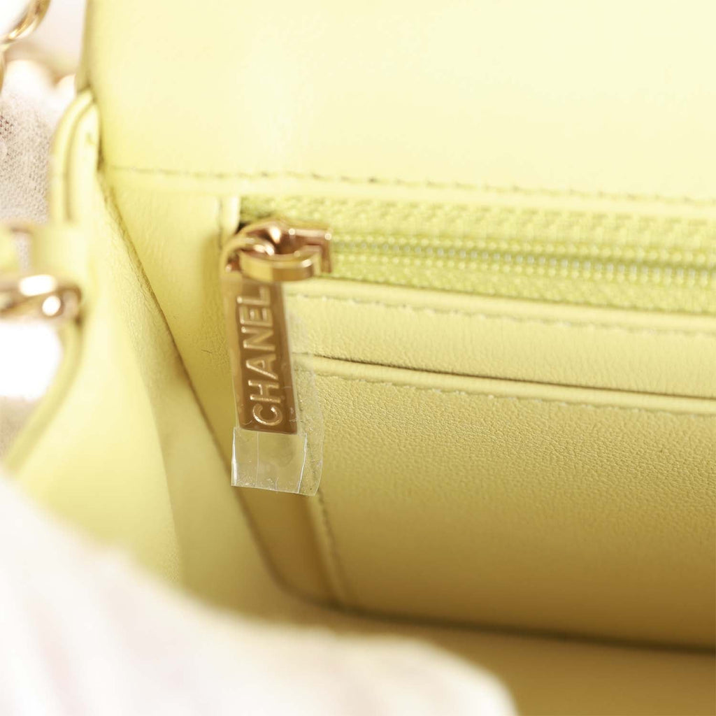 Chanel Mini Rectangular Flap Bag Light Green Lambskin Light Gold Hardware - Image 11