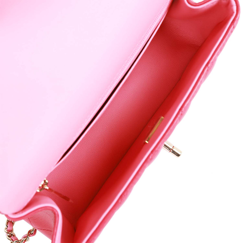 Chanel Mini Rectangular Flap with Top Handle Pink Lambskin Light Gold Hardware - Image 8