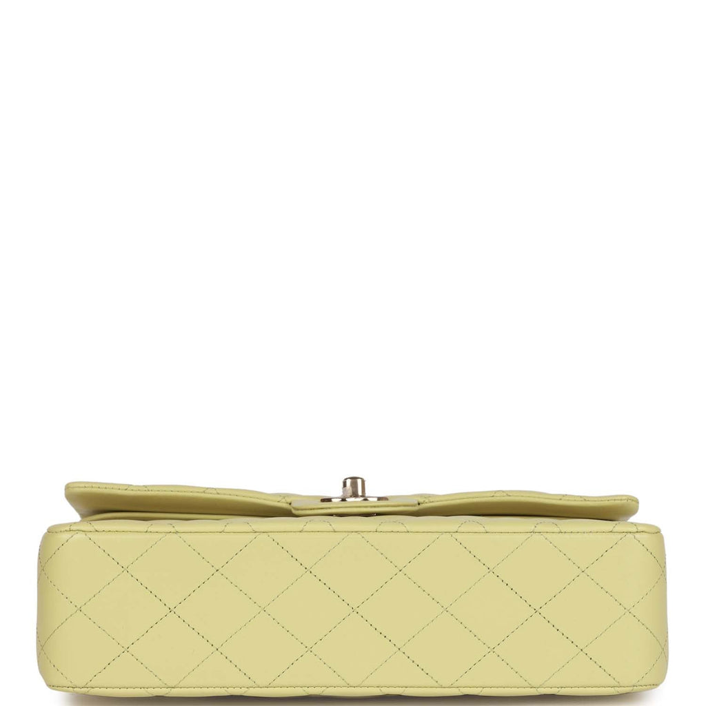 Chanel Medium Classic Double Flap Bag Light Green Lambskin Light Gold Hardware - Image 7